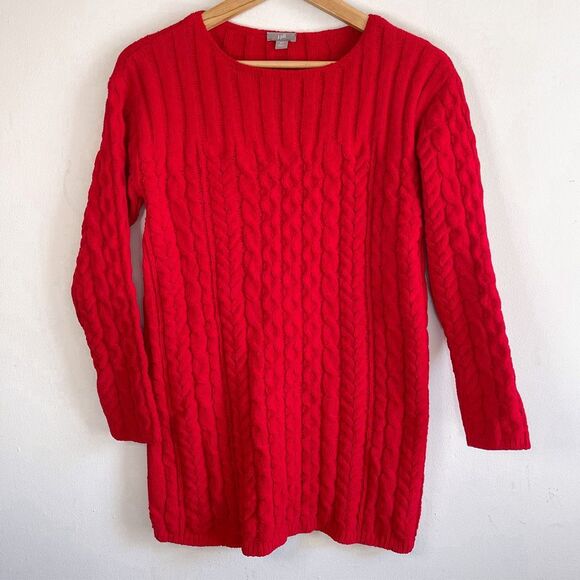 J. Jill Red Cable Knit Sweater Size XS - Picture 1 of 7